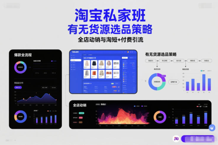 淘宝私家班,有无货源选品策略,高成功率爆款全流程打法,全店动销与淘短+付费引流(更新2026年4月9日)