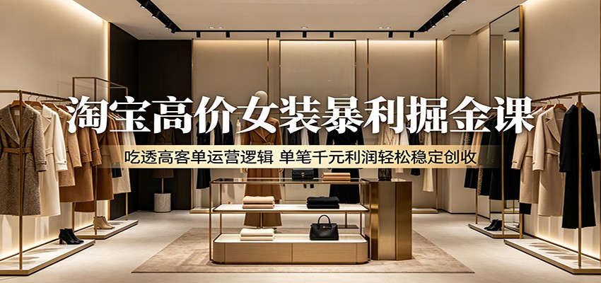淘宝高价女装暴利掘金课：吃透高客单运营逻辑，单笔千元利润轻松稳定创收