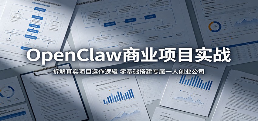 OpenClaw商业项目实战：拆解真实项目运作逻辑，零基础搭建专属一人创业公司
