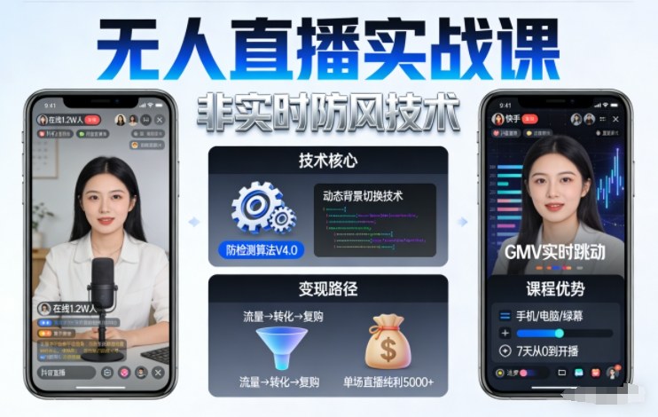 宝子哥无人直播实战课，非实时防风技术，聚焦抖音快手等平台直播带货，轻松开启直播变现之路（更新2026年3月）