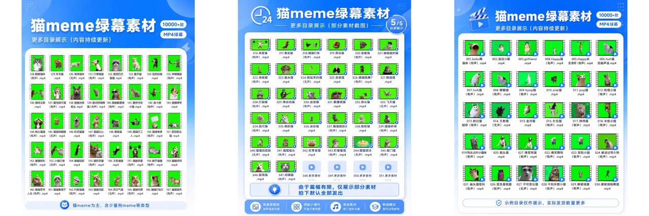 某宝付费素材，猫meme素材绿幕视频剪辑素材小猫咪跳舞，适合抖音B站搞笑短视频合集！
