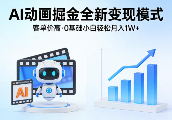 AI动画掘金全新变现模式,客单价高,0基础小白也能轻松月入1W+