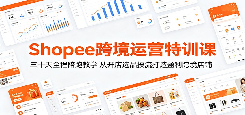Shopee跨境运营特训课：三十天全程陪跑教学，从开店选品投流打造盈利跨境店铺