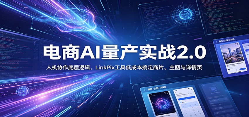 电商人AI量产实战2.0：人机协作底层逻辑，LinkPix工具低成本搞定商片、主图与详情页